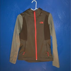 The North Face green jacket with pink zipper &hood